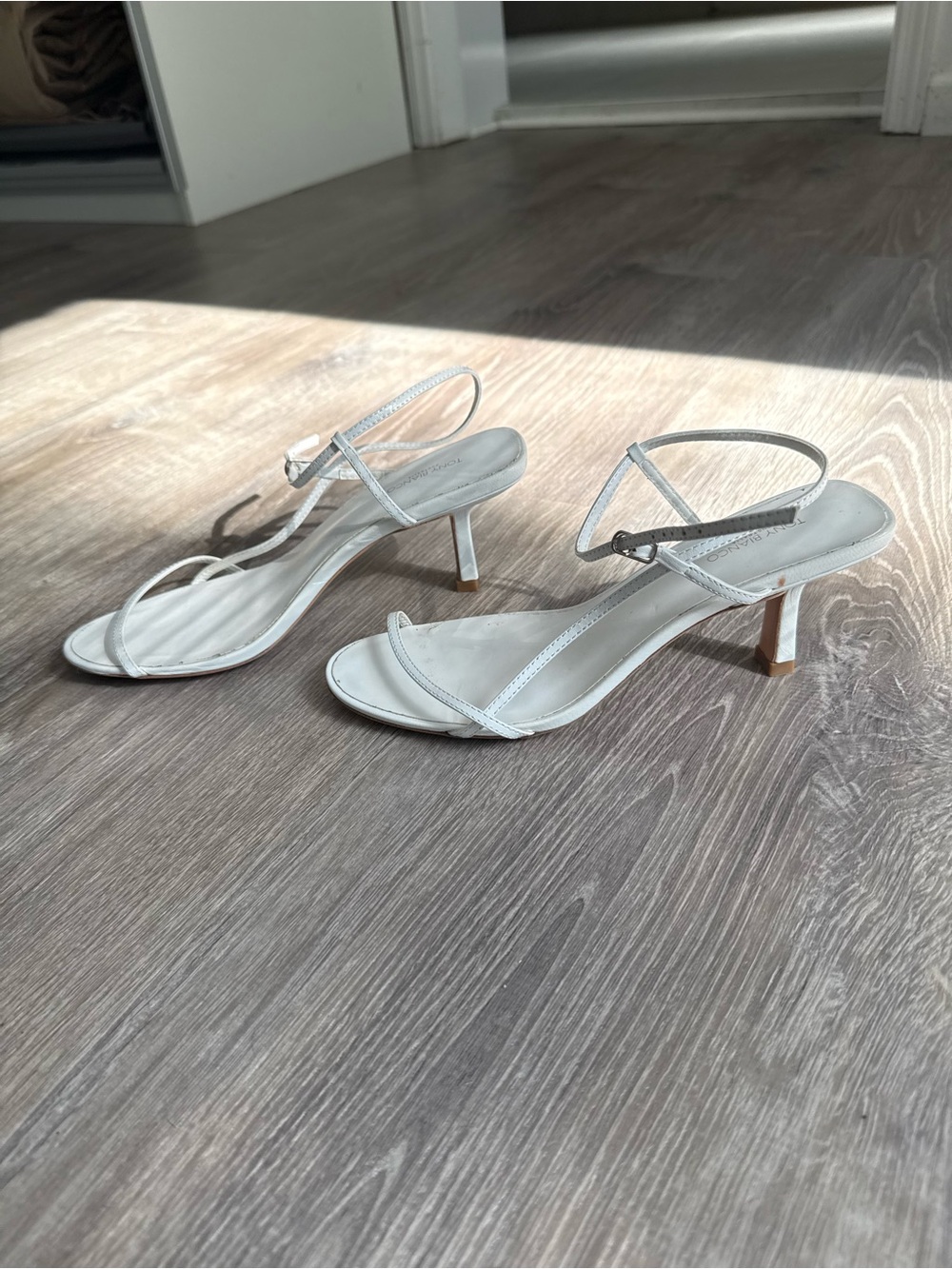 Tony Bianco White Strappy Mid-Heel Sandals